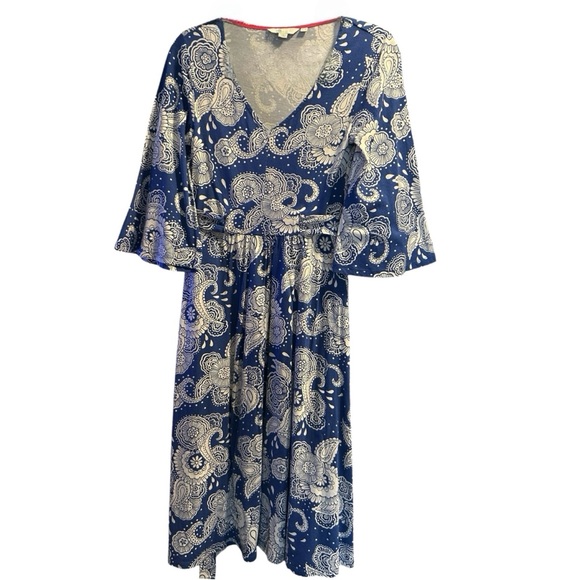 Boden Louisa Jersey Blue Paisley/Floral Print Dress Size 8P - Picture 3 of 9